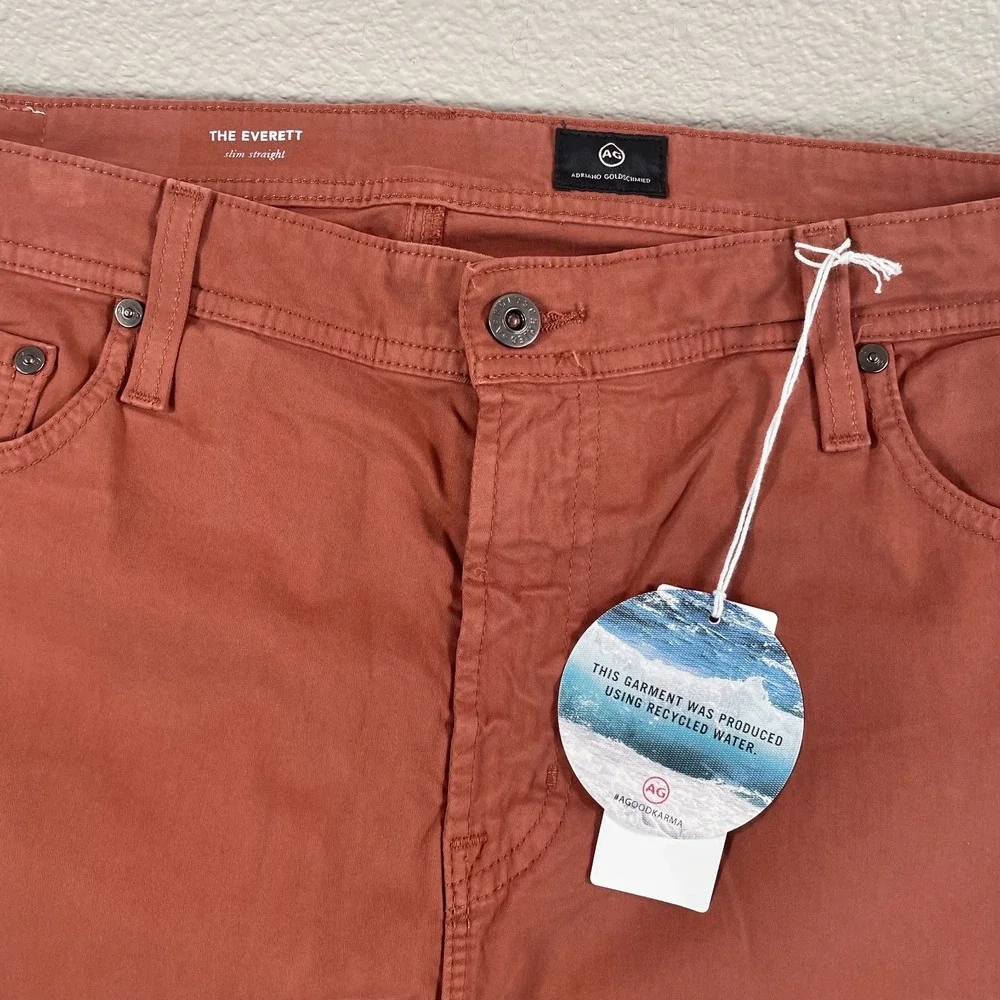 AG Adriano Goldschmied Everett Slim Straight‎ Jeans 38x35 Worn Copper NWT $188